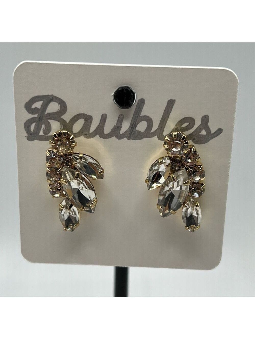 Gold and Silver Cluster Earrings with Gemstone Design - Picture 5 of 9